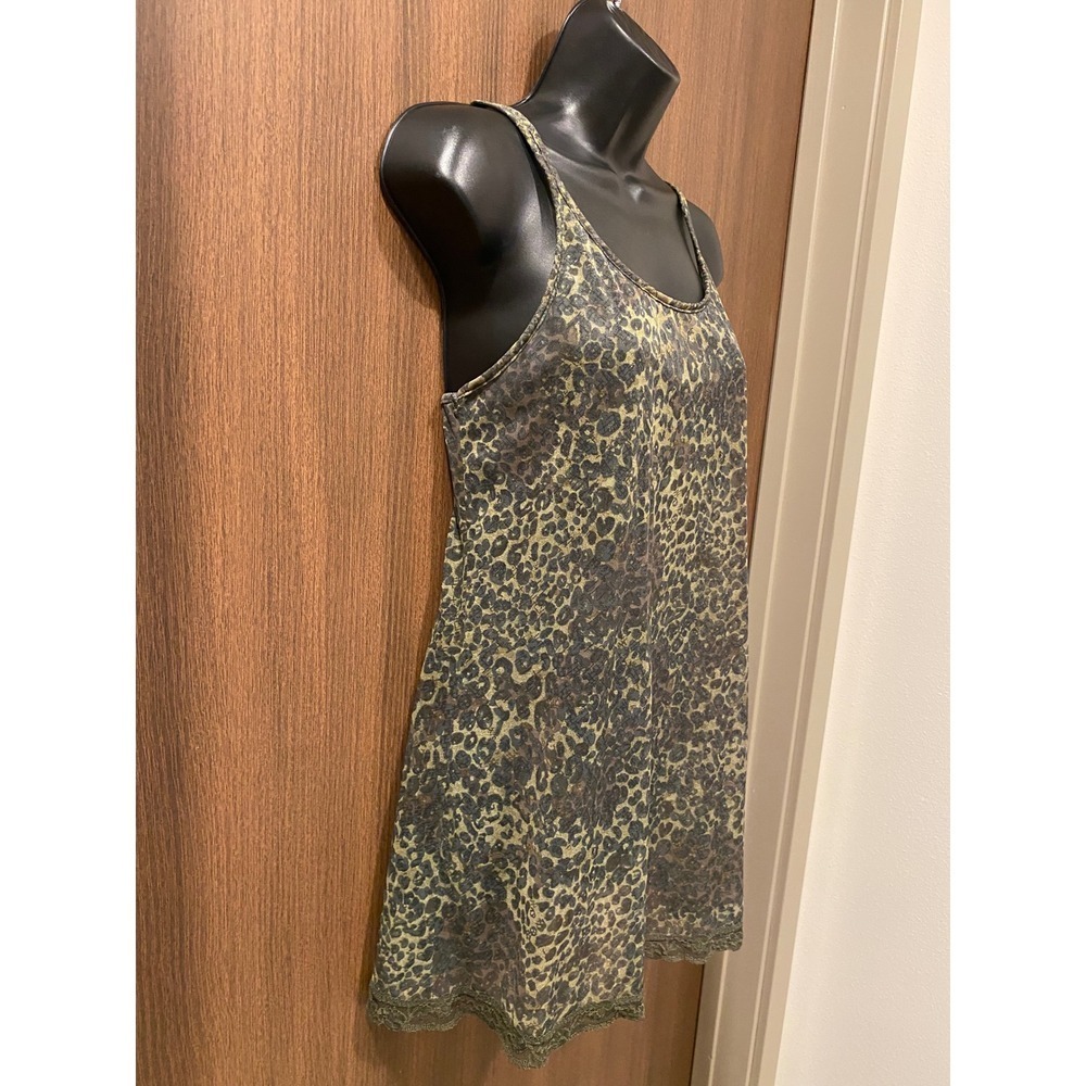 VICTORIA'S SECRET Y2K Green Animal Print Lingerie Dress S Lace Trim Sheer Mesh - Picture 6 of 13